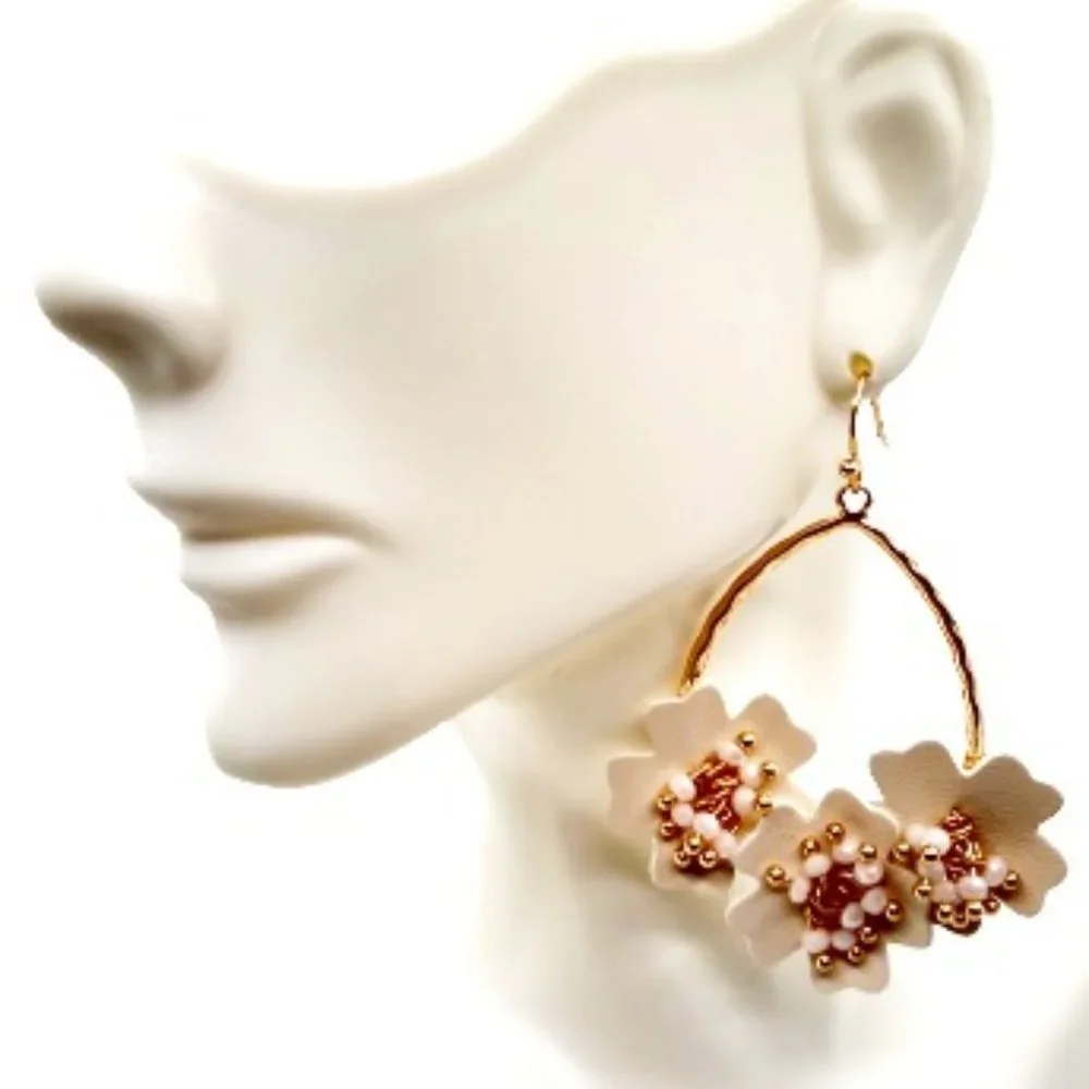 Designs by Jil Floral Dangle Teardrop Earrings - Picture 1 of 2